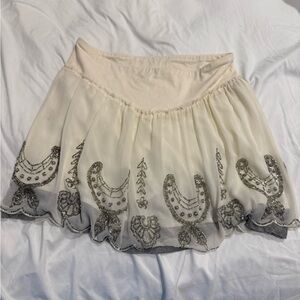 Free People off white/light cream skirt with intricate beading size large